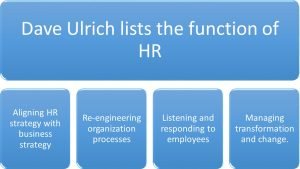 Dave Ulrich lists the function of HR মানব সম্পদ ব্যবস্থাপনার ক্রমবিকাশ