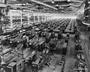 The assembly plant of the Bell Aircraft Corporation at Wheatfield, New York, United States, 1944