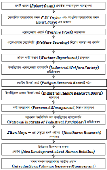 মানব সম্পদ ব্যস্থাপনার বিবর্তন বা ক্রমোবিকাশ